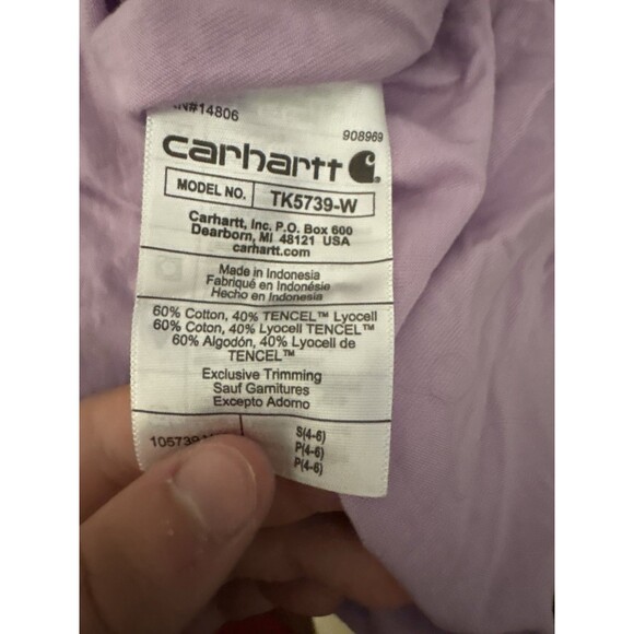 Carhartt Women's Relaxed Fit Casual Purple V Neck T Shirt Size S (4-6) - Picture 4 of 4